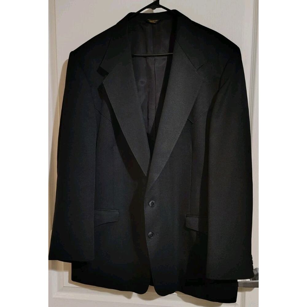 Men's Western Blazer Suit Jacket Size 48L Black Yoked Cowboy Wedding Formal Nice